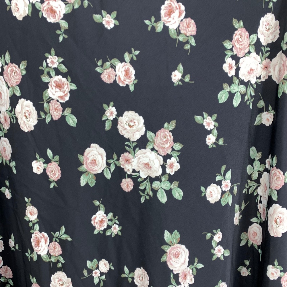 Arula Captivating C Black Dark Floral Rose Midi Skirt 3X Whimsigoth Cottage - Picture 2 of 9